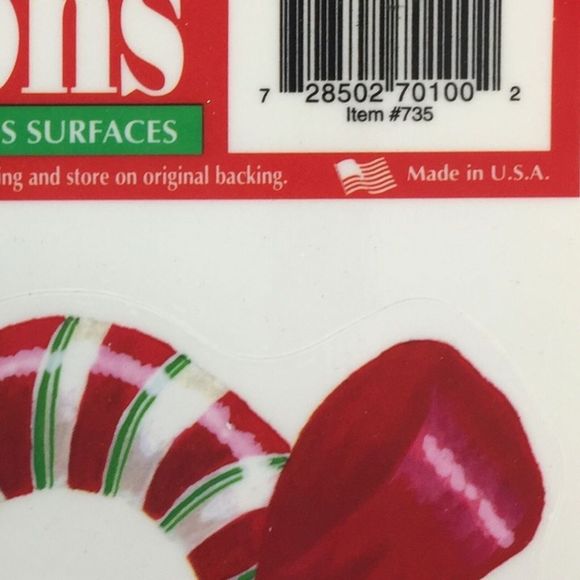 Vintage Christmas Window Clings 4 Sheets 33 pieces Ornaments Wreath Candy Cane - Picture 11 of 12